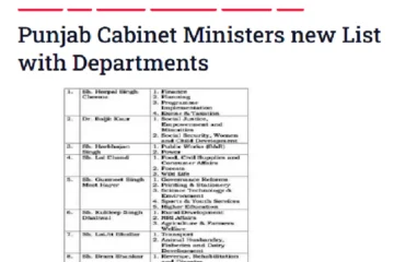 Punjab Cabinet Ministers new List with Departments